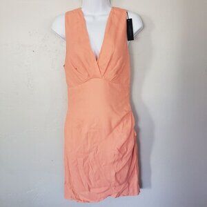 Bobi BLACK Coral Orange Sleeveless V-neck Dress SM